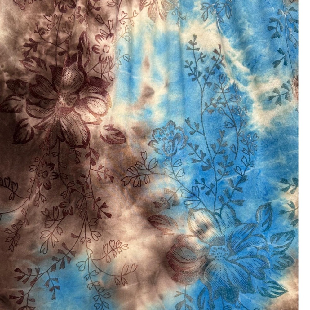 Y2K Tank Top Womens M Chocolate Brown Turquoise Velvet Burnout Coastal Cowgirl - Picture 4 of 7